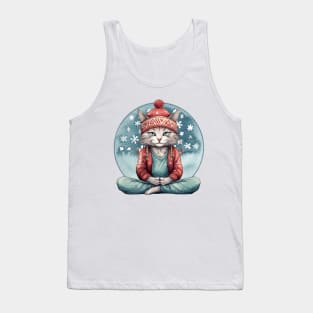 Yoga Meditation Christmas Cat Tank Top